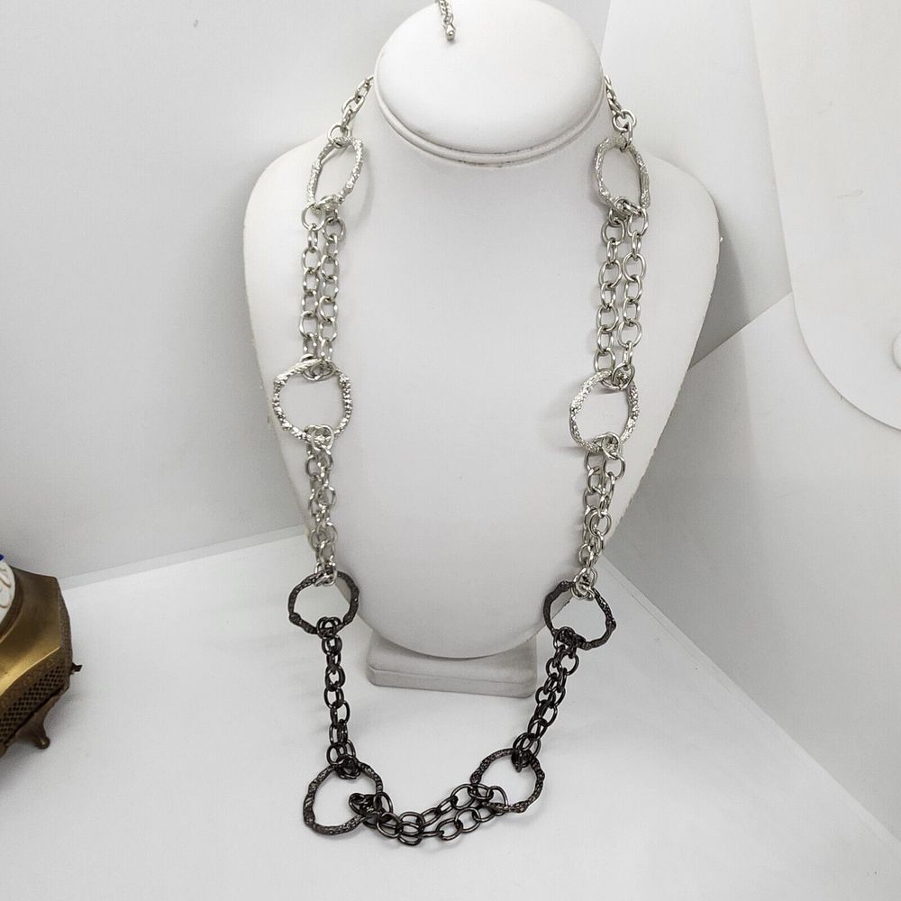 Gunmetal And Silver Tone Necklace